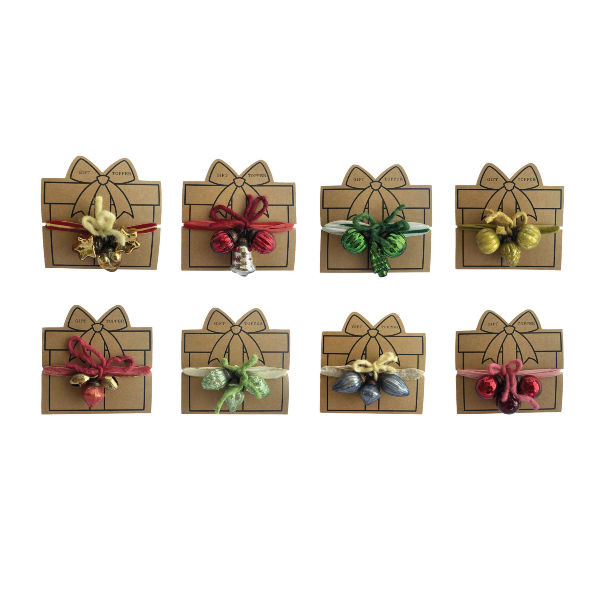 Hello Honey® Glass Ornament & Metal Bell Cluster Gift Topper Set with Ribbon Wrap